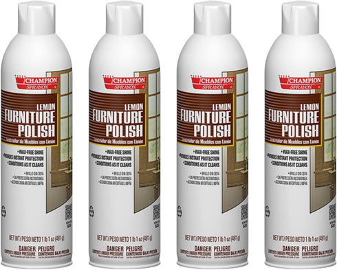 Champions Sprayon Aerosol Wood & Floor Care Furniture Polish net 17 oz. 4 count.