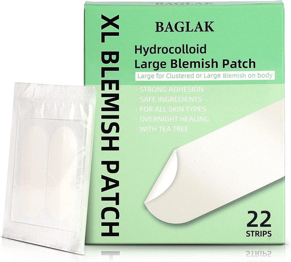 Large Blemish Patches - 22 XL Hydrocolloid Strips, Zit Stickers for Face, Facial Skin Care