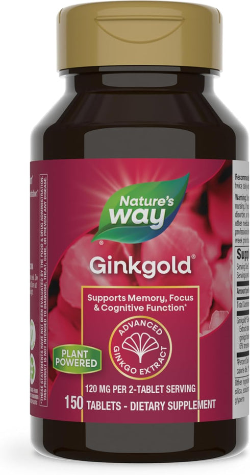 Nature's Way Ginkgold Advanced Ginkgo Extract, 150 Tablets, Supports Memory, Focus & Cognitive Function*