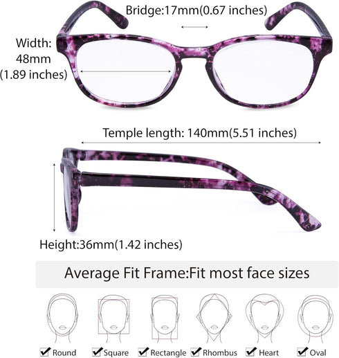 EYEGUARD 4 Pack Reading Glasses - Quality Colorful Fashion Readers for Women