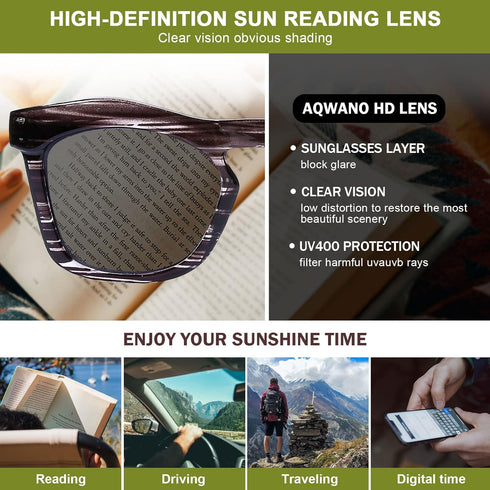 AQWANO 2 Pairs Reading Sunglasses for Women, Fashion Designer Cat Eye Sun Readers with Spring Hinges