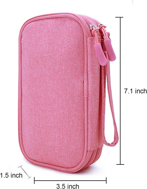 Diabetic Supplies Storage Bag, Portable Carrying Case for Glucose Meter, Insulin Pen, Test Strips, Medication (Pink)