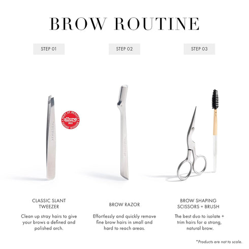 Tweezerman Brow Shaping Scissors and Brush, Stainless Steel Eyebrow Trimming