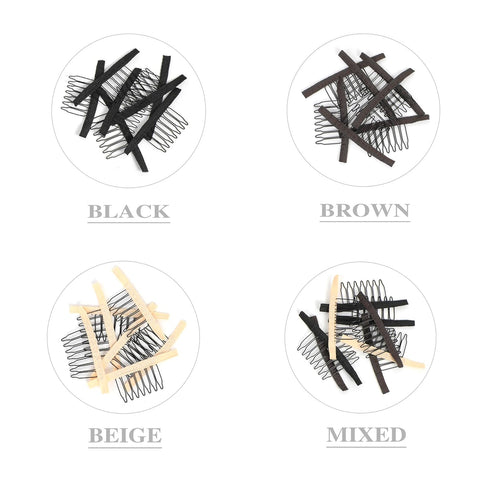 20 Pieces Wig Combs, 7-teeth Wig Clips for Securing Wig Caps (Beige, 20 Pcs)