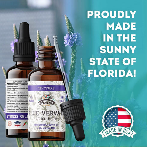 Blue Vervain Herb Organic Extract - Natural Vervain Supplement for Men & Women, Made in USA, 2 oz
