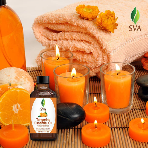 SVA Tangerine Oil - 4 oz (118 ml) - Premium Essential Oil with Dropper for Diffuser & Skin Care