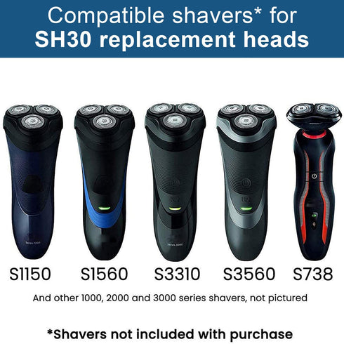 SH30/52 Replacement Heads Compatible with Philips Series 3000 Electric Shavers 2000 1000 S3201 S3202 S3203 S3205, Compatible with Norelco SH30 Replacement blades Upgraded Comfort Razor Heads