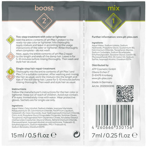 pH Plex Steps 1&2 Protect & Repair Hair Care Treatment - Use with Home Hair Color & Bleach Products - Salon Quality Professional Results at Home - 1 Sachet of Steps 1 & 2