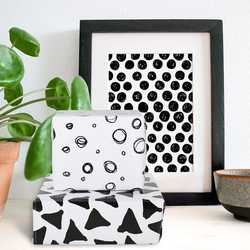 AnyDesign 12 Sheet Black White Wrapping Paper, 19.7 x 27.6 Inch Minimalist Gift Wrap Paper for Birthday Graduation