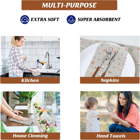 Poyday 25Pack 11.8x11.8In Paper Towels Washable Roll: Cotton Cloth Paper Towels Absorbent Soft Flannel Paperless Towels