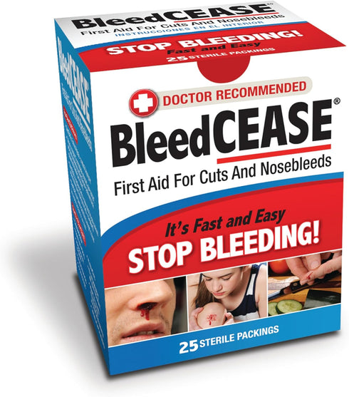 BleedCEASE First Aid for Cuts and Nosebleeds Sterile Packings, 25 Count
