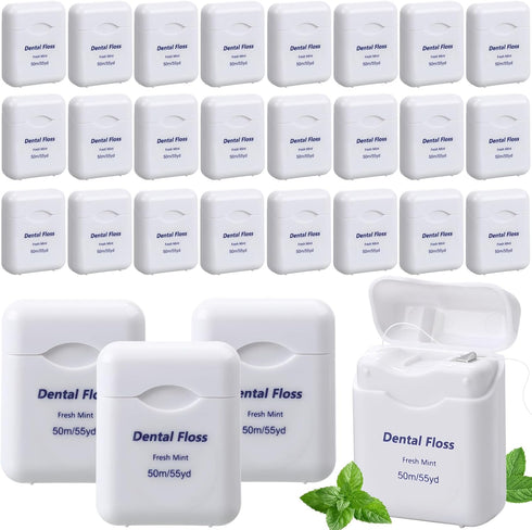 36 Pack Mini Dental Floss Bulk, Mint Flavored, 50m Each, Travel Dental Floss for Teeth and Gum Protection