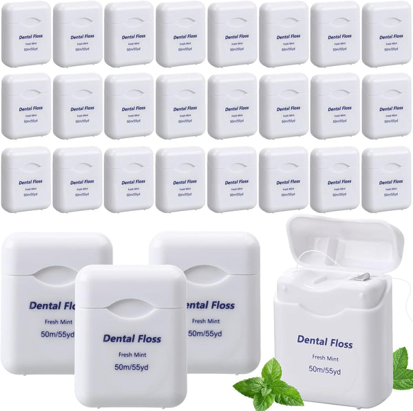 36 Pack Mini Dental Floss Bulk, Mint Flavored, 50m Each, Travel Dental Floss for Teeth and Gum Protection