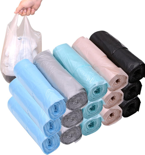4 Gallon Bathroom Trash Bags, 15 Rolls, 300 Counts Small HANDLES Garbage Bags for Office Bathroom Waste Bin