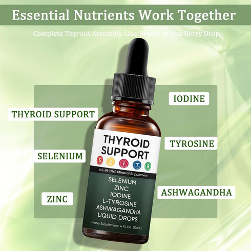 GXSAE 4 oz. (120mL) (1) Actora Thyroid Support Drops, Kindled Thyroid Support Liquid Drops with Selenium Zinc Iodine