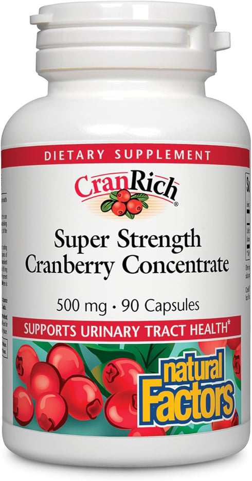 CranRich by Natural Factors, 90 Capsules, Super Strength Cranberry Concentrate, Antioxidant Supplement for Urinary
