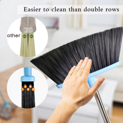 Broom and Dustpan Set for Home 2024, Indoor Broom with Long Handle, Angle Broom for Kids, Pet Hair, Kitchen