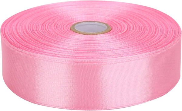 1 Inch Pink Satin Ribbon, 50 Yards, Solid Fabric for Wedding Invitations, Gift Wrapping, Party Decorations