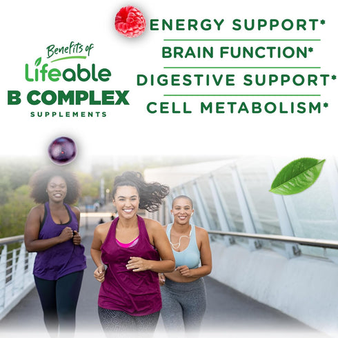 Lifeable Vitamin B Complex Gummies for Adults | Vegan B Complex Vitamins for Women, Men | Great Tasting | 90 Gummies