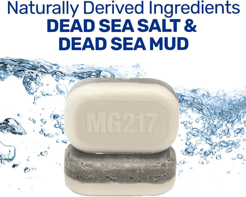 MG217 3.2oz Psoriasis Dead Sea Exfoliating Bar Soap - Dead Sea Salt, Mud, Aloe Vera, Vitamin E & Rose Geranium Oil