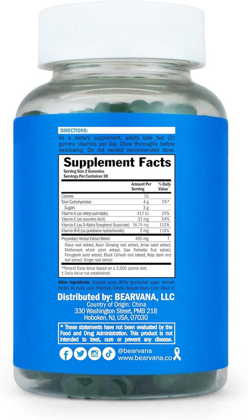 Gummies Gummy 60 Gummies BEARVANA Peach Support Womens Multivitamin | Herbal & Vitamin Supplement for Daily Wellness |