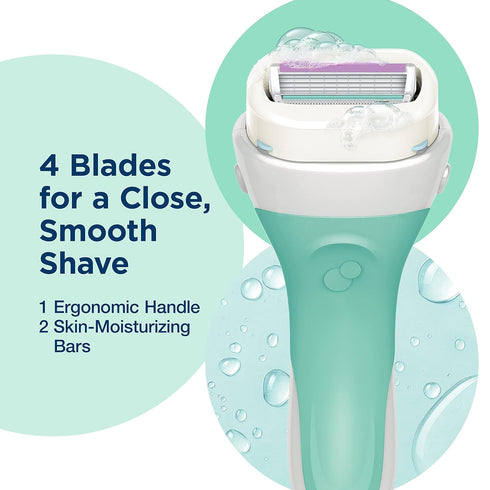 Schick Intuition Razors for Women with Sensitive Skin, 1 Razor & 2 Intuition Razor Blades Refill with Organic Aloe