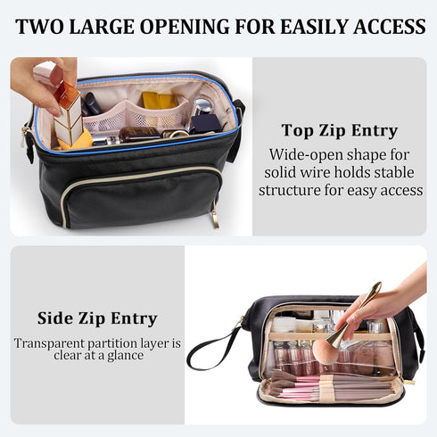 Small Makeup Organizer Bag, PU Leather, Portable Waterproof Travel Makeup Bag for Women
