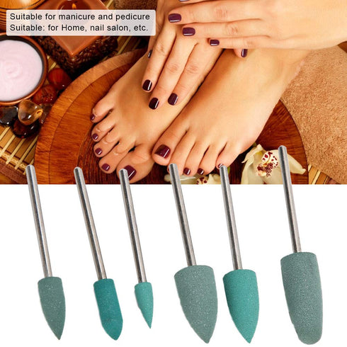 Nail Drill Bits Set, 6pcs Nail Polishing Grinding Machine Tools, Silicone Polisher for Acrylic Gel Nails, Manicure