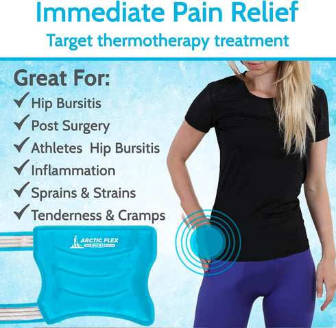 Arctic Flex Hip Ice Pack Wrap - Pain Relief for Hip Bursitis, Flexor & Replacement - Cold & Hot Therapy, Reusable Gel