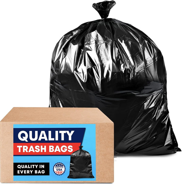 Heavy Duty Trash Bags, 30-33 Gallon (100 Bags w/Ties Value Pack), Large Black Trash Bags 30 Gallon - 32 Gallon