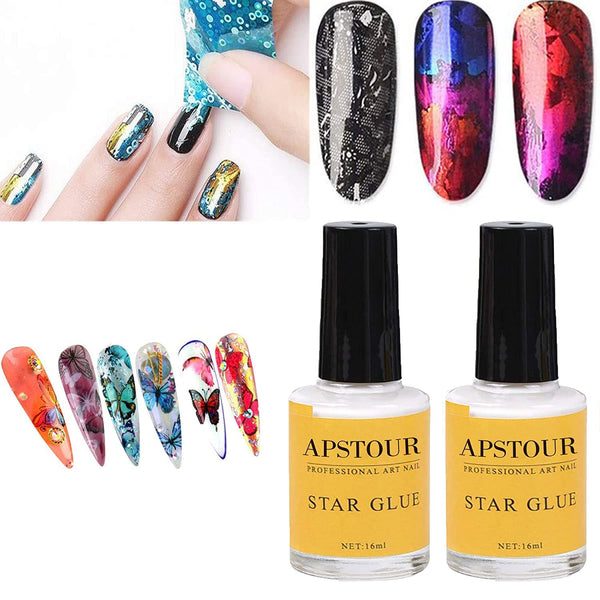 Nail Art Foil Glue Gel - Starry Sky Nail Art Glue for Foil Stickers, 16 ML, 2 Bottles