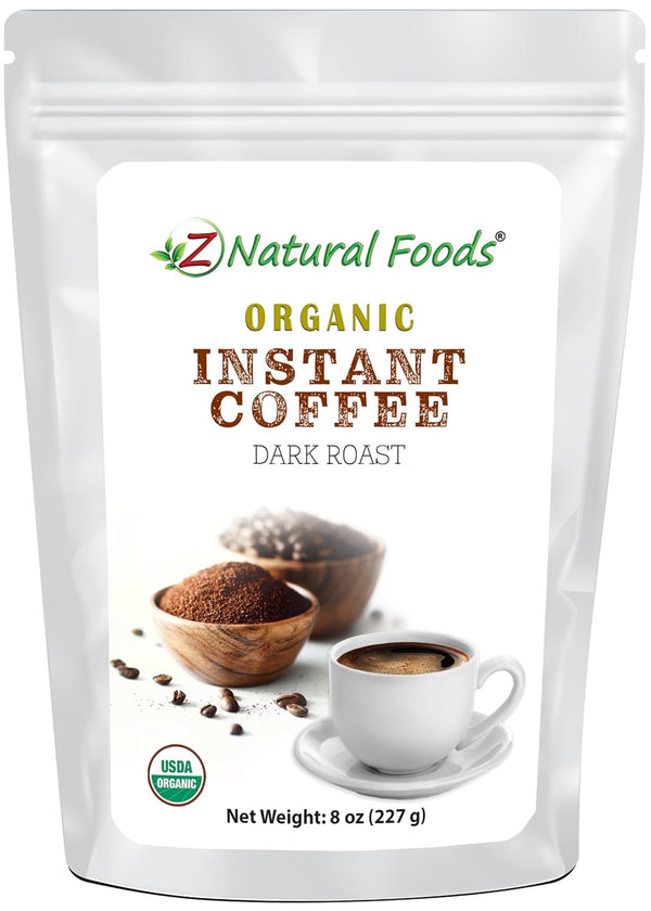 Organic Instant Coffee Powder, Dark Roast Delight, Rich in Antioxidants, Gluten Free, Vegan, Non-GMO, 8 oz