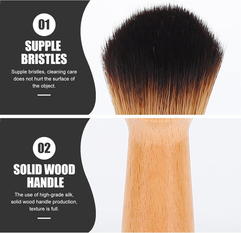 Vaguelly 2pcs Model Dusting Brush, Wooden Handle Cleaner for Figures, Statues & Musical Instruments