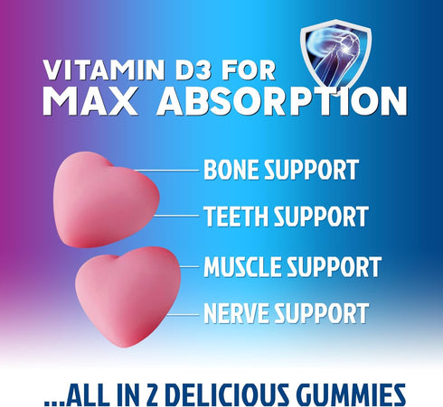 Gummies Gummy D3 Immune 120 Gummies Calcium Supplement - Sugar Free Calcium with Vitamin for Best Absorption - Supports