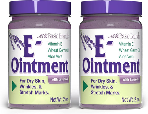 Basic Brands Vitamin E Ointment - 2 oz, Moisture Enhancing, Reduces Appearance of Scars & Fine Lines - 2-Pack