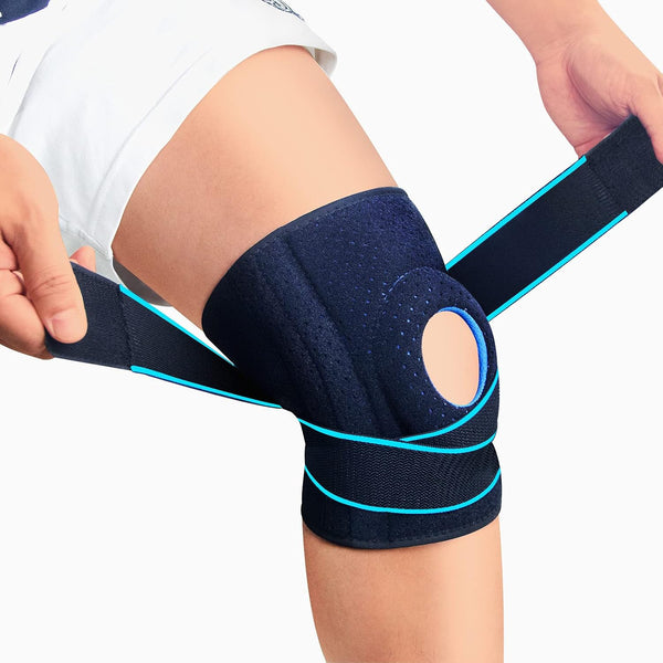 LAVAED Knee Brace with Side Stabilizers, Adjustable Non-Slip Open-Patella Compression Wrap for Knee Pain