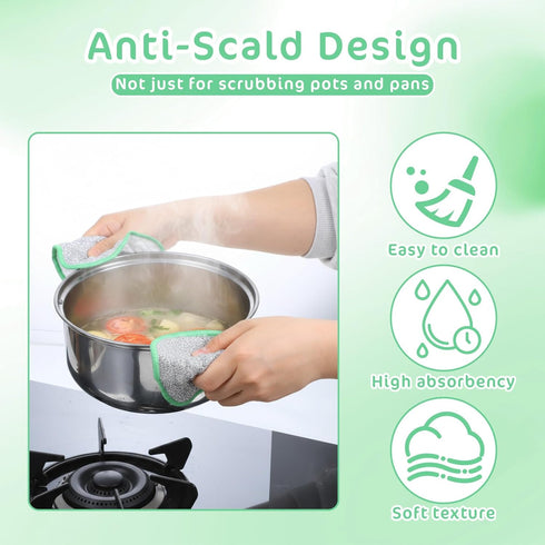 YBEATY 5 Pcs Wire Dishwashing Cloth Multipurpose Double-Sided Stainless Steel Wire with Multi-Layer Cotton Thread Metal
