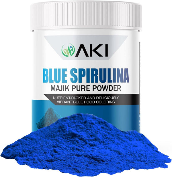 AKI Blue Spirulina Powder Pack, 1 Oz, Loaded with Antioxidants, Vegan Food Coloring for Smoothies and Pastries