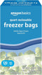 Amazon Basics Reclosable Freezer Quart Bags, Stand & Fill Base, 120 Count
