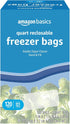 Amazon Basics Reclosable Freezer Quart Bags, Stand & Fill Base, 120 Count