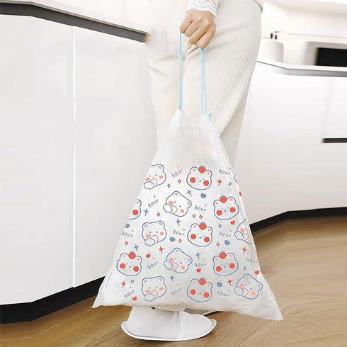 4 Gallon Trash Bags, Drawstring Small Trash Bags 1.1mil Thick for Bathroom, Kitchen, Bedroom, Office (White-Pink, 75