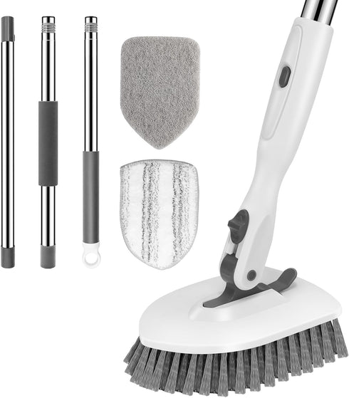 SetSail Floor Scrub Brush, 3-in-1 Tile Tub Floor Scrubber with 52-inch Adjustable