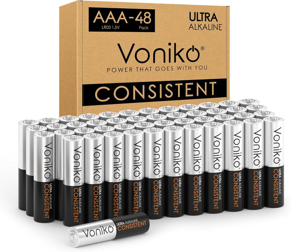 Voniko AAA Batteries 48 Pack - Alkaline Triple A Battery - Ultra Long-Lasting,