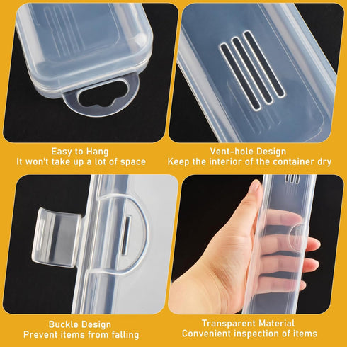 Travel Cosmetic Brush Holder, 2 PCS Portable Cutlery Case with Lid, Clear Plastic Storage for Makeup Brush