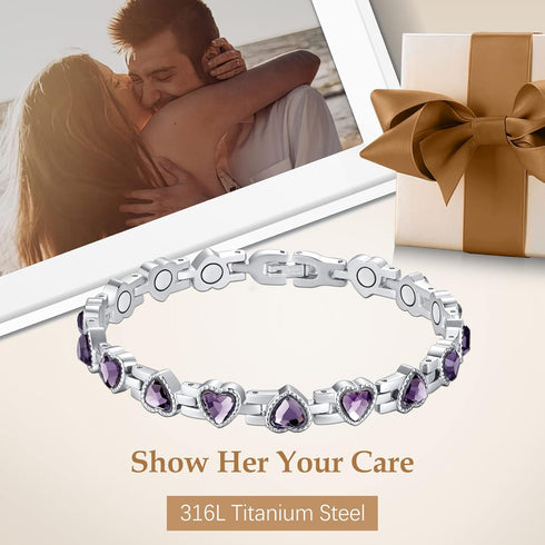 Feraco Magnetic Bracelets for Women, Titanium Steel Bracelet with Neodymium Magnets & Sparkling Crystals