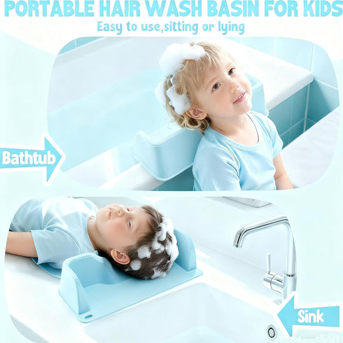 Portable Hair Washing Station,Silicone Hair Washing Basin for Toddlers,Children & Teens,Stable Sink/Bathtub Shampoo