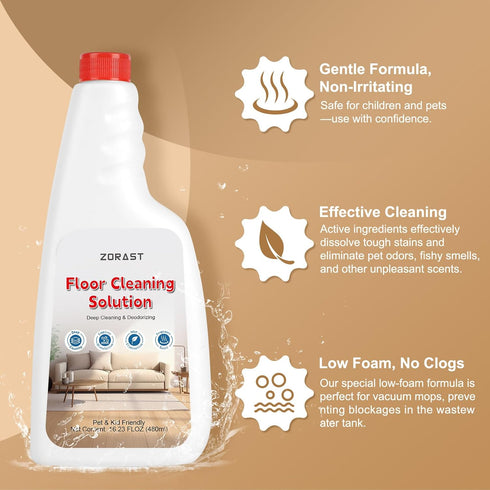 ZORAST 16.23 Oz Pack 2 (S7, S8, Q7, Q8 Floor Cleaning Solution, Fl of , Compatible with All Roborock Mopping Robots