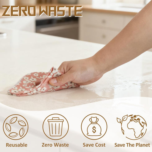 ROGITU 25 Pack Reusable Tissue Paperless Towel Roll Washable Cotton for Kitchen Towels Zero Waste Products Replacement