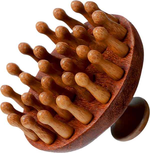 Xelsluthe Wooden Scalp Massager Head Massage Hair Brush, Manual Hair Scalp Scrubber Massager