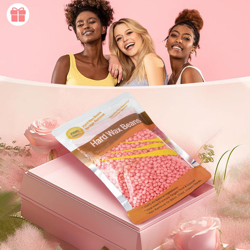 Yovanpur Hard Wax Beads for Hair Removal, 300g (10 Oz) with 10 Wax Sticks for Sensitive Skin (Rose Pink)